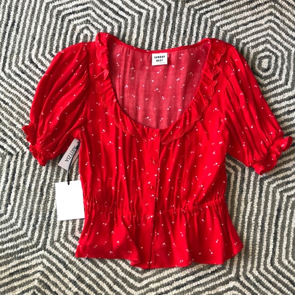 Aritzia Sunday Best red blouse - Picture 1 of 9